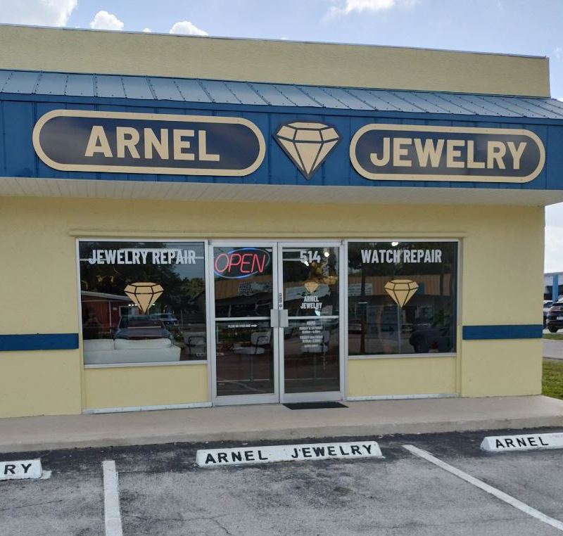 The Arnel Jewelry sign over the Jewelry Repair and Watch Repair windows