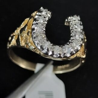 14K Horseshoe Ring .50ct Size 12