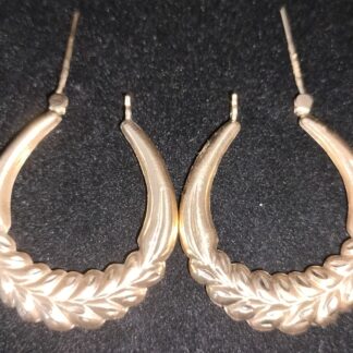 14K Leaf Hoop Earrings