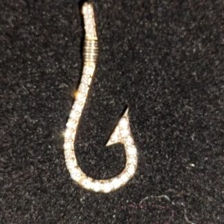 14k Fishing Hook W/diamonds .25ct