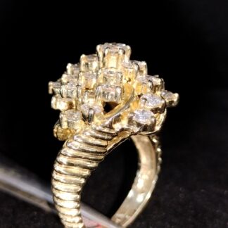 14k Y/gold Cluster Ring .3ct E/vs