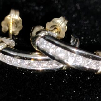 10k Two-tone X Earrings W/diamonds